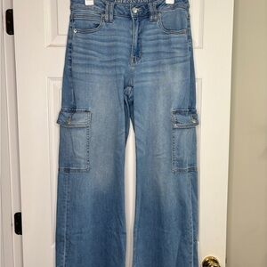 American Eagle Outfitters Dreamy Drape Stretch Super High-Waisted Cargo Jeans
